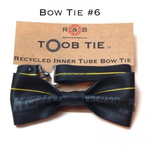 Upcycled bicycle inner tube bow tie