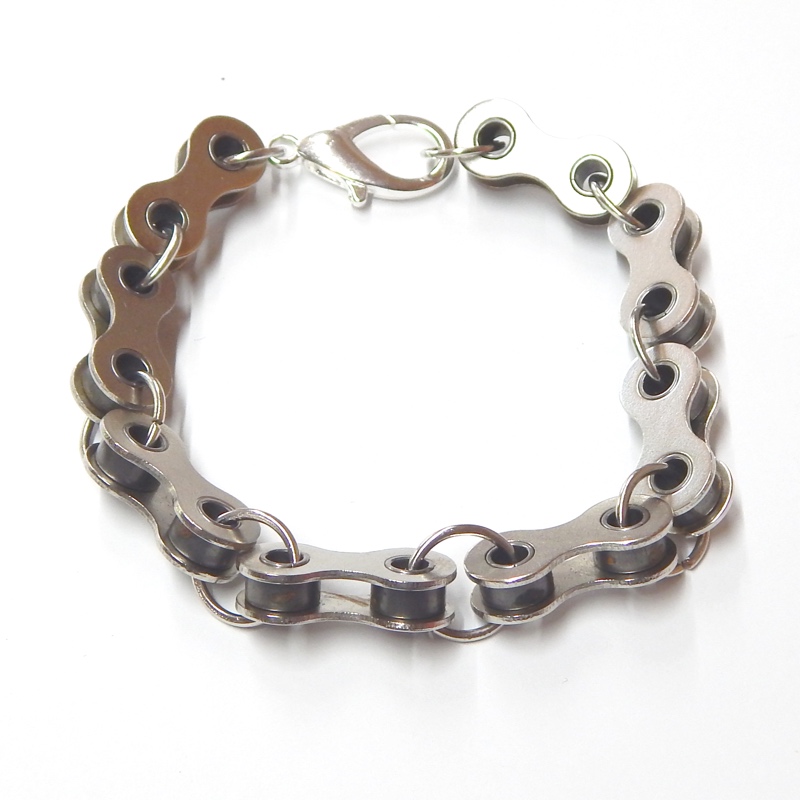 Stainless Steel and Blue IP Plated Bike Chain Bracelet  Obsessions of  Weybridge