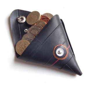 image of a coin case made of upcycled inner tube