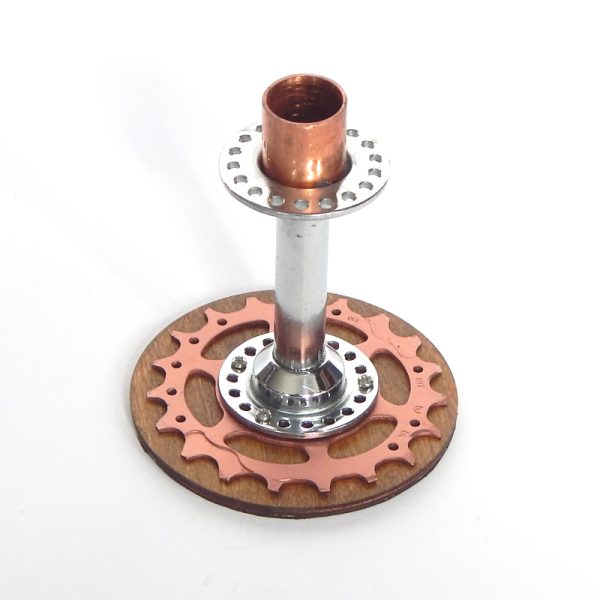 upcycled bicycle parts candle stick